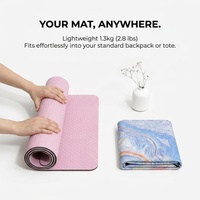 Tapis de yoga pliable de luxe en daim et caoutchouc naturel écologique de 1,5 mm avec sac de transport, antidérapant, pour yoga et pilates, 183 cm/72 po
