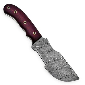 Lame fixe couteau de service extérieur lame de chute en acier damas avec manche en bois d'olivier antidérapant pour couteau de survie de Camping - Product Image 3