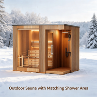 Ruang Sauna Luar Ruangan Persegi Tahan Cuaca dengan Atap Anti Air dan Panel Kayu Anti-UV untuk Penggunaan Sepanjang Musim
