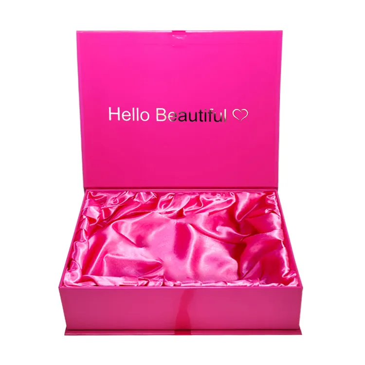 Custom Logo Premium Luxe Roze Kartonnen Papier Cadeau Pruik Haarverlenging Magnetische Verpakking