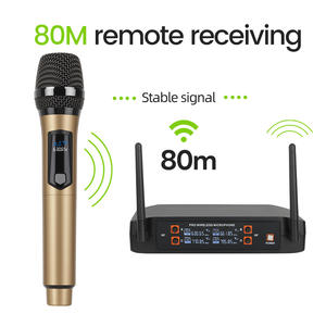 RAYHAYES R-06 무선 마이크 시스템 4 채널 듀얼 핸드헬드 <span class=keywords><strong>Uhf</strong></span> 전문 노래방 마이크 - Product Image 2