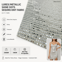 Kain Rajut Payet Lurex Metalik Berkilau 95% Poli 5% Spandex 210GSM Gaun Pesta Berkilau Kostum Panggung Rok Grosir Kustom