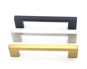 Hollow Gold Square Stainless Steel Kitchen Handle Drawer Pull Black Cabinet Handles And Pulls For Furniture