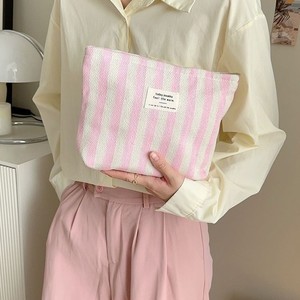 OEM Custom Stripe Portable Travel Cosmetics Wash Bag Stripes Large Toiletry Pouch Eco Cotton Canvas Cosmetic Make up Bag - Product Image 3