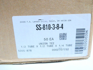 Box 50 SS-810-<span class=keywords><strong>3</strong></span>-8-4 Stainless Tee <span class=keywords><strong>1</strong></span>/2in tabung <span class=keywords><strong>1</strong></span>/2in tabung <span class=keywords><strong>1</strong></span>/4in tabung - Product Image 2