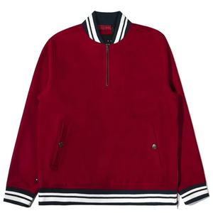 Felpa da Uomo Streetwear con Mezza Zip, Alta Qualità, Pile Pesante, Tinta Unita, Stampata, Ricamata, Collo a V, Stile Baseball, Vestibilità Ampia, 100% - Product Image 5