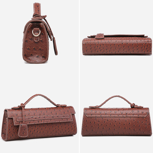 กระเป๋าเงินสะพายข้างสำหรับผู้หญิงใหม่กระเป๋าถือผู้หญิงลายหนังนกกระจอกเทศทรงสี่เหลี่ยมผืนผ้า - Product Image 5