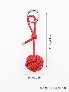 จี้ทรงกลมถักมือสไตล์ใหม่ ดีไซน์สร้างสรรค์ ลายหนังแกะเทียม MUmiu พร้อมพวงกุญแจหนัง PU แบบสั่งทำพิเศษ - Product Image 2