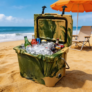 <span class=keywords><strong>Glacière</strong></span> portable de camping 20qt en PE rotomoulé, isotherme, imperméable, durable, antidérapante, avec poignée, couleur camouflage personnalisée - Product Image 1