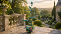 Station d'alimentation pour oiseaux en métal, style antique, écologique, avec pot de fleurs en bas, crochets courbes, mangeoires à graines, plateau de bain pour oiseaux, pour jardin