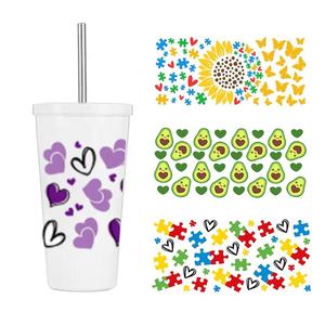 Prêt à expédier : Autocollants de transfert UV DTF pour gobelets en verre, motif boîte de bière, nouveau design, pour enseignant, <span class=keywords><strong>maman</strong></span>, vache, léopard - Product Image 2