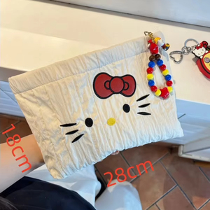 OEM Supported Eco-Friendly Portable Cute Quilted Cosmetic Pouch Cartoon Embroidery Zipper <b>Large</b> Makeup <b>Bag</b> for Travel Storage - Product Image 1
