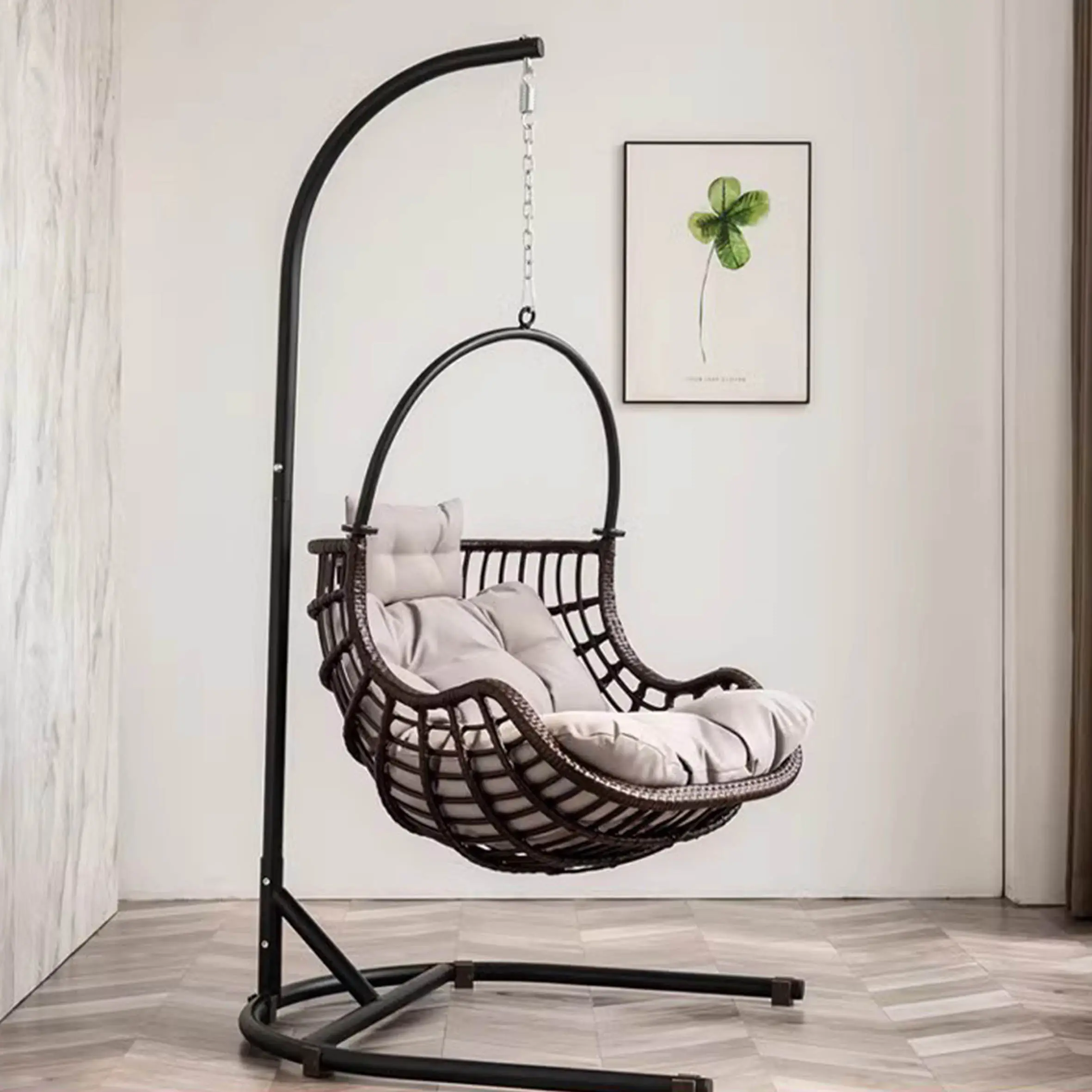 계란 모양의 교수형 바구니 스윙 의자 투명 아크릴, 바구니 볼 의자 홈 거실 정원 레저 라운지 의자/