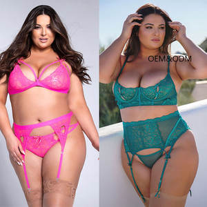 Conjunto de Lencería de Encaje para Mujer, Talla XXXL, con Tanga a Juego, Conjunto de Ropa Interior Sexy Deep <span class=keywords><strong>Love</strong></span>, Talla Grande - Product Image 2