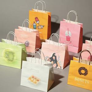 Bolsas de papel Kraft marrón para comida de panadería para llevar Café imprimió su propio logotipo - Product Image 1