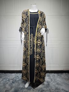 قفطان كريستال مطرز فاخر من دبي للمسلمات، قفطان مغربي من قطعتين، فستان عباية نسائي للمسلمات - Product Image 6