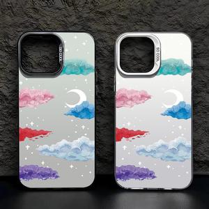 เคสโทรศัพท์มือถือ TPU ลายการ์ตูน<span class=keywords><strong>เมฆ</strong></span>ดวงจันทร์แบบอิเล็กโทรเพลทเคสมือถือสำหรับ iPhone x XR XS 11 12 13 14 15 16 Pro 17 - Product Image 4