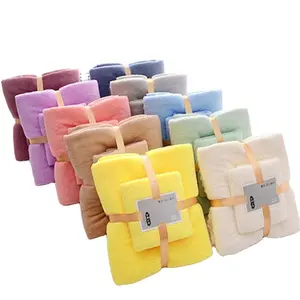 Factory batch soft super absorbent 3 pieces portable package microfiber coral wool bath towel bathroom Set Gift box 350GSM 300GS