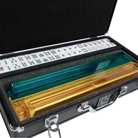 Luxueux 166Pcs American Mahjong Set Boîte D'emballage Mélamine Acrylique Mah Jongg Carreaux De Stockage Verrouillable En Aluminium Cas