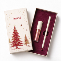Boîte cadeau cosmétique de Noël personnalisée Forest Packing avec insert en carton pour maquillage, gloss à lèvres et ensembles de beauté
