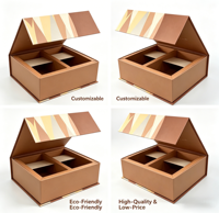 Boîte cadeau rigide personnalisée haut de gamme en forme de livre, en matériaux recyclés, écologique, biodégradable, imperméable, avec gaufrage et éponge