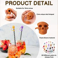 2025 populaire Halloween crâne paille Topper Goth Silicone pailles couverture capuchon pour tasses à boire gobelet Toppers décoration cadeau