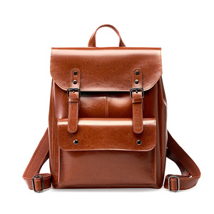 Sac à <span class=keywords><strong>Dos</strong></span> Femme Rétro Cuir Véritable Sac Scolaire Pour Femmes Ordinateur Sac Épaule Fabrication Gros Marque Personnalisée - Product Image 1