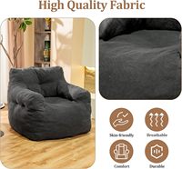 Fauteuil pouf en peluche douce Loveliving pour adultes avec support pour la tête et le dos, tissu extra large résistant aux déchirures, canapé paresseux avec accoudoirs