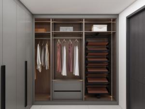 Fabricant chinois Armoire en bois gris bon marché pour chambre à coucher Conception de placard pour vêtements - Product Image 2