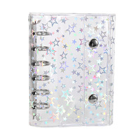 Protège-cahier M5 en PVC transparent coloré pour DIY, format A5/A6, avec double bouton, couverture étoilée remplaçable, sûr et non toxique