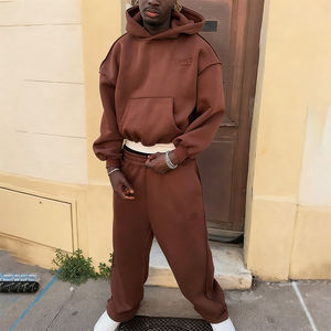 Ensemble de survêtement personnalisé en coton épais 100% pour homme, deux pièces, coupe ample et oversize, comprenant un sweat <span class=keywords><strong>à</strong></span> capuche et un pantalon de survêtement, style pull-over et coupe carrée - Product Image 4