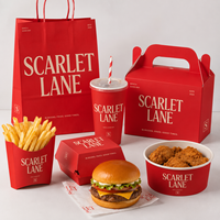Boîte en papier jetable personnalisée avec logo OEM pour emballage alimentaire (burgers, poulet frit, frites) – Contenant à emporter pour restaurants en franchise – Direct Usine