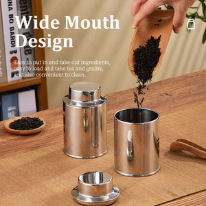 Boîte à thé en acier inoxydable Zhenneng 410 avec double couvercle hermétique, pot alimentaire en métal pour grains de café et épices, depuis 1987 - Product Image 3