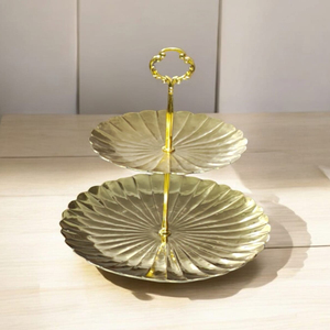 Buy Luxury 2 <b>Tier</b> Metal Serving Stand Dessert Display Stand Decorative Fruit <b>Cake</b> Stand for Home Wedding - Product Image 5