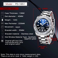 PAGANI DESIGN PD-1651 Nouvelle montre mécanique de luxe pour homme en acier inoxydable avec verre saphir automatique, étanche à 100 m