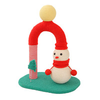 Griffoir Chat Noël Corde Sisal Bonhomme Neige Jouet Ressort Velours Style Mignon Hiver Chats Moyens Installation Facile