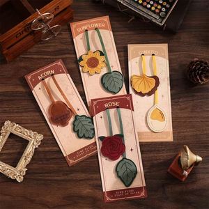 Rose Leaf Charming Floral Tassel Bag Pendant Adorable Faux Leather <b>Bookmark</b> Planner Accessory for Book Lovers - Product Image 3