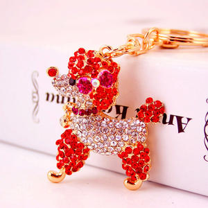 पर्यावरण संरक्षण धातु जस्ता मिश्र धातु सोने की प्लेटेड पशु गहने कीचेन पूडल कुत्ते क्रिस्टल चेन कुत्ते - Product Image 5