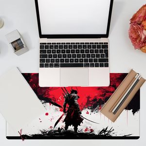 Tapis de souris XXL personnalisé antidérapant style samouraï, tapis de jeu japonais anime avec bords cousus, style dessin animé, anti-rayures - Product Image 5
