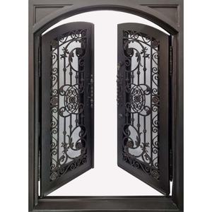 أبواب حديدية مزدوجة أنيقة مخصصة أبواب حديدية أمامية من الفولاذ الحراري للمنازل في لوس أنجلوس - Product Image 1