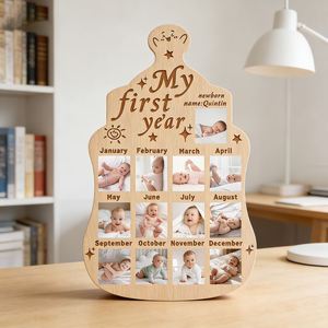 Personalized Wall <b>Plaque</b>, Baby First Birthday Custom Photo Ornament, Christening <b>Memorial</b> Gift - Wooden Home Decor - Product Image 1