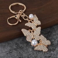 Porte-clés Papillon en Cristal en Gros, Porte-clés Papillon Multicolore en Strass et Perles, Accessoire de Sac à Main Tendance, Logo Personnalisé