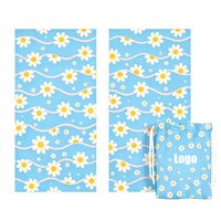 Serviette de plage en microfibre à imprimé floral personnalisé, anti-sable, séchage rapide, portable, absorbante, pour piscine