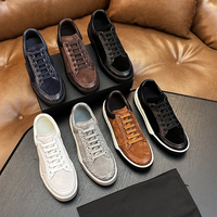 Sneakers de skate en cuir gaufré croco de luxe pour hommes, style Old Money, à lacets, chaussures décontractées