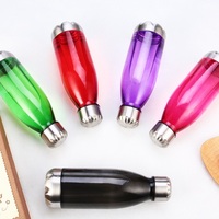 Bouteille d'eau sport légère en plastique sans BPA en forme de bouteille de cola avec couvercle en acier inoxydable