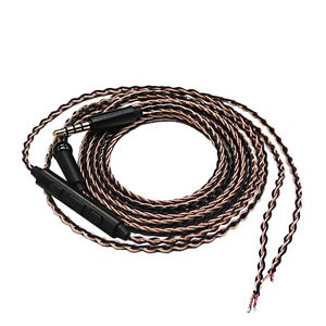 Cable de audio trenzado negro de cobre de 8 núcleos DIY con micrófono y conector de 3.5mm para auriculares - Product Image 1
