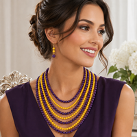 Nouveau collier ras-du-cou à plusieurs rangs avec perles bleues et jaunes, bijou tendance pour femmes, idéal pour les soirées, motif Sorority Sigma Gamma