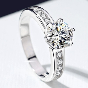 <strong>Fashion</strong> <strong>Jewelry</strong> 925 <strong>Silver</strong> Moissanite Engagement Rings for Women 6.5mm Vvs d Moissanite Rings - Product Image 1