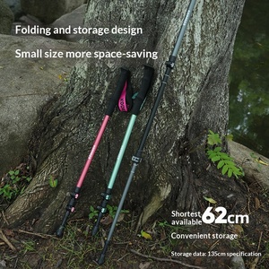 Bastón de Trekking de Fibra de Carbono para Exteriores, Telescópico de Tres Secciones con Bloqueo Externo, Antideslizante y Portátil - Product Image 1