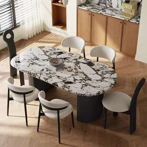 <span class=keywords><strong>Tavolo</strong></span> da Pranzo Ovale in Marmo <span class=keywords><strong>con</strong></span> Set da Pranzo Rettangolare in Stile Vintage Mid-Century - Product Image 2